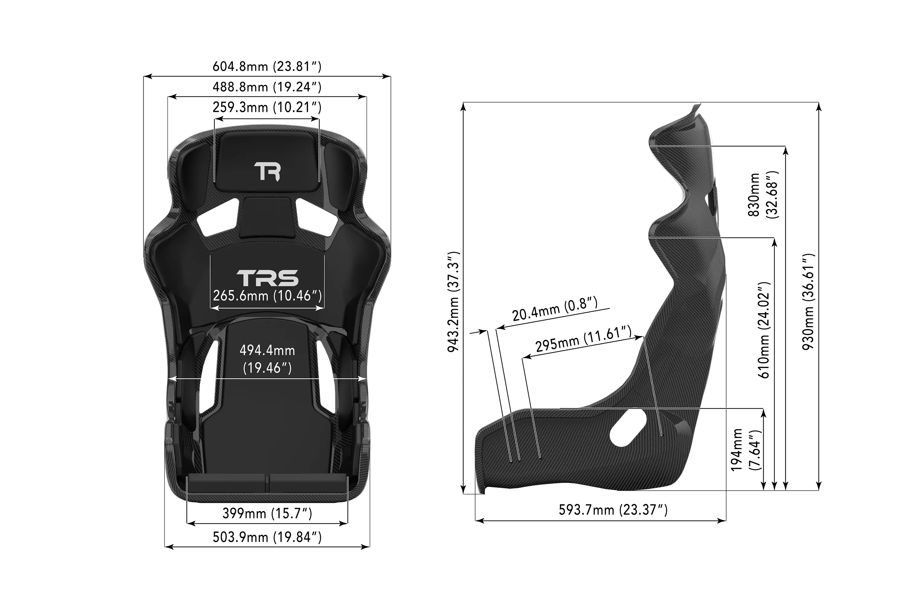 TRS TR Series GT Pro Racing Seat - Full Dry Carbon Fiber - Image 3